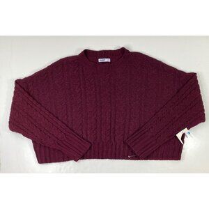 Arizona Jean Co. Womens Red Cropped Cable Knit Cotton Polyester Sweater Size XXL